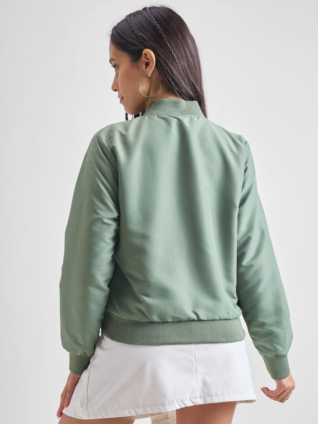 Tokyo Talkies Women Green Bomber Jacket - Green - Image 3
