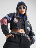 Tokyo Talkies Women Black Bomber Jacket - Black - Image 1