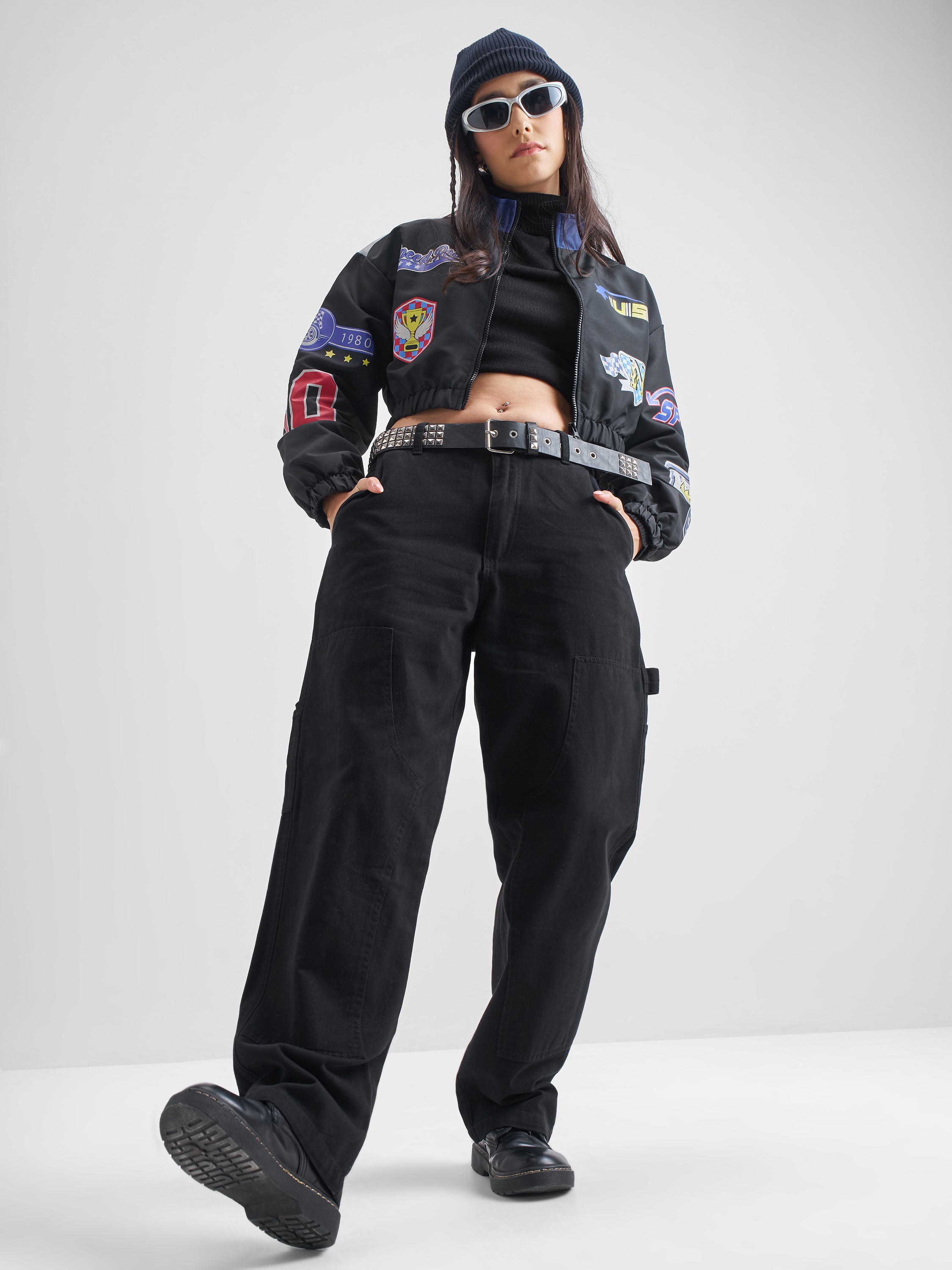 Tokyo Talkies Women Black Bomber Jacket - Black - Image 2