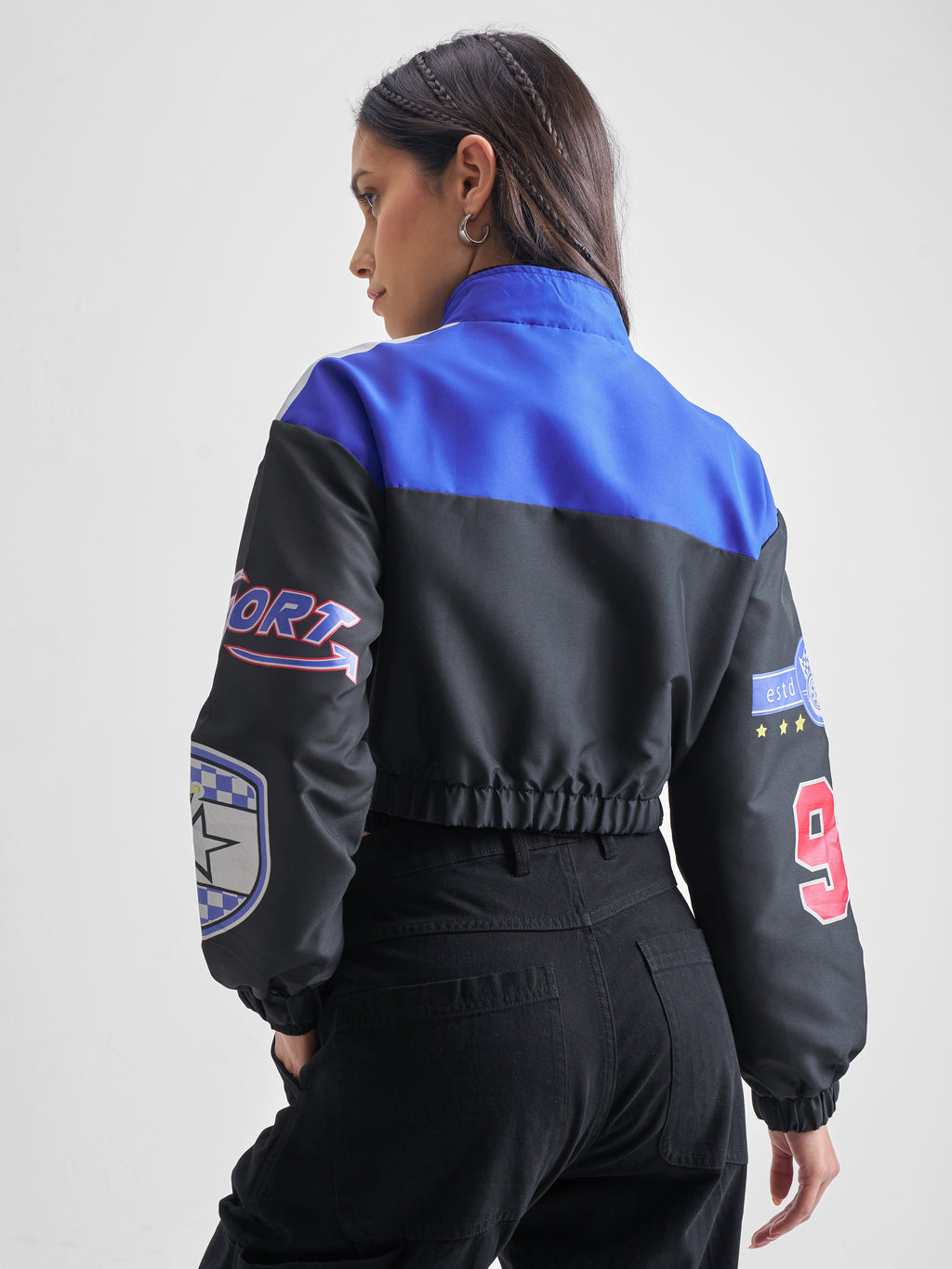 Tokyo Talkies Women Black Bomber Jacket - Black - Image 3