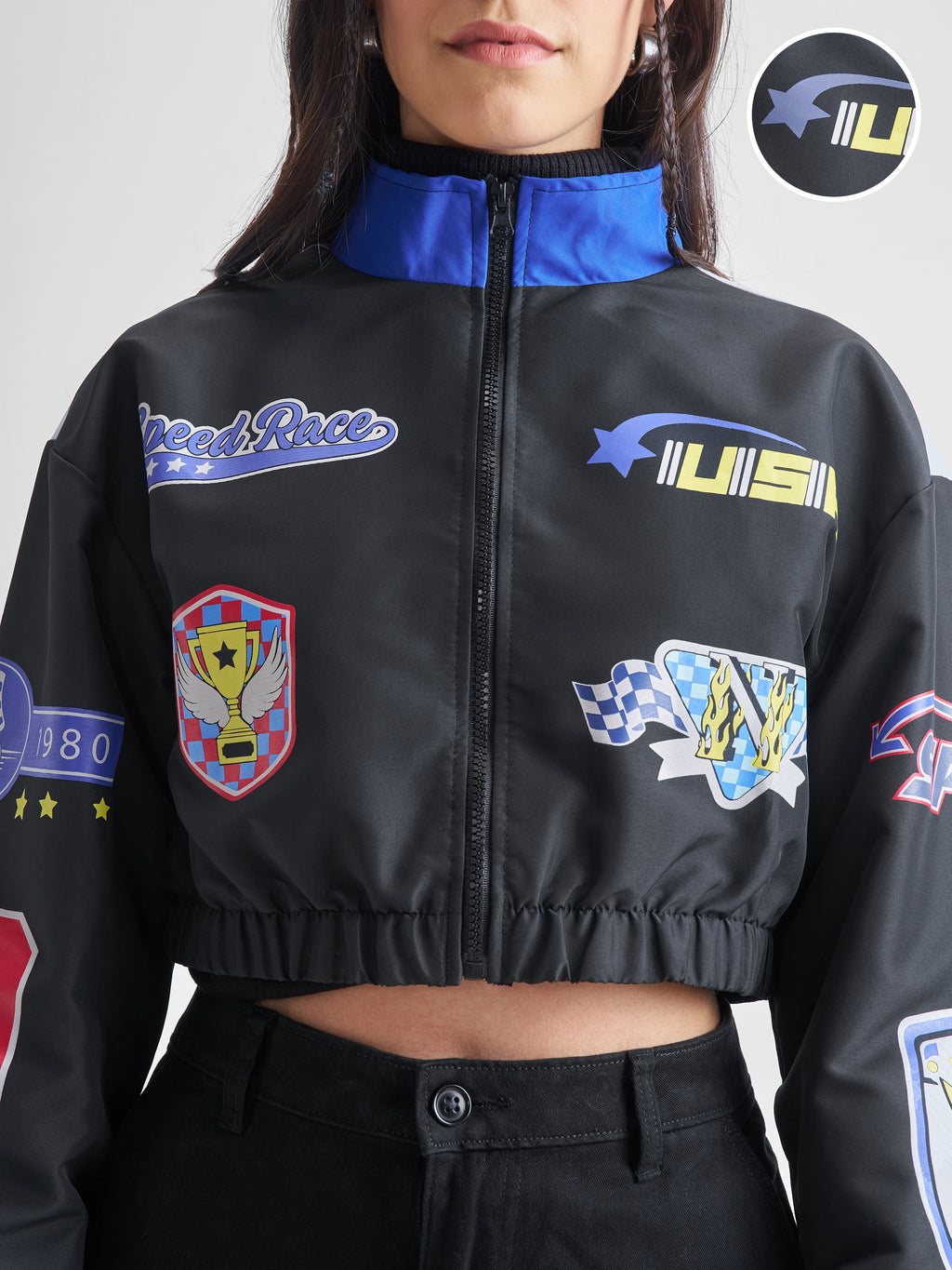Tokyo Talkies Women Black Bomber Jacket - Black - Image 5