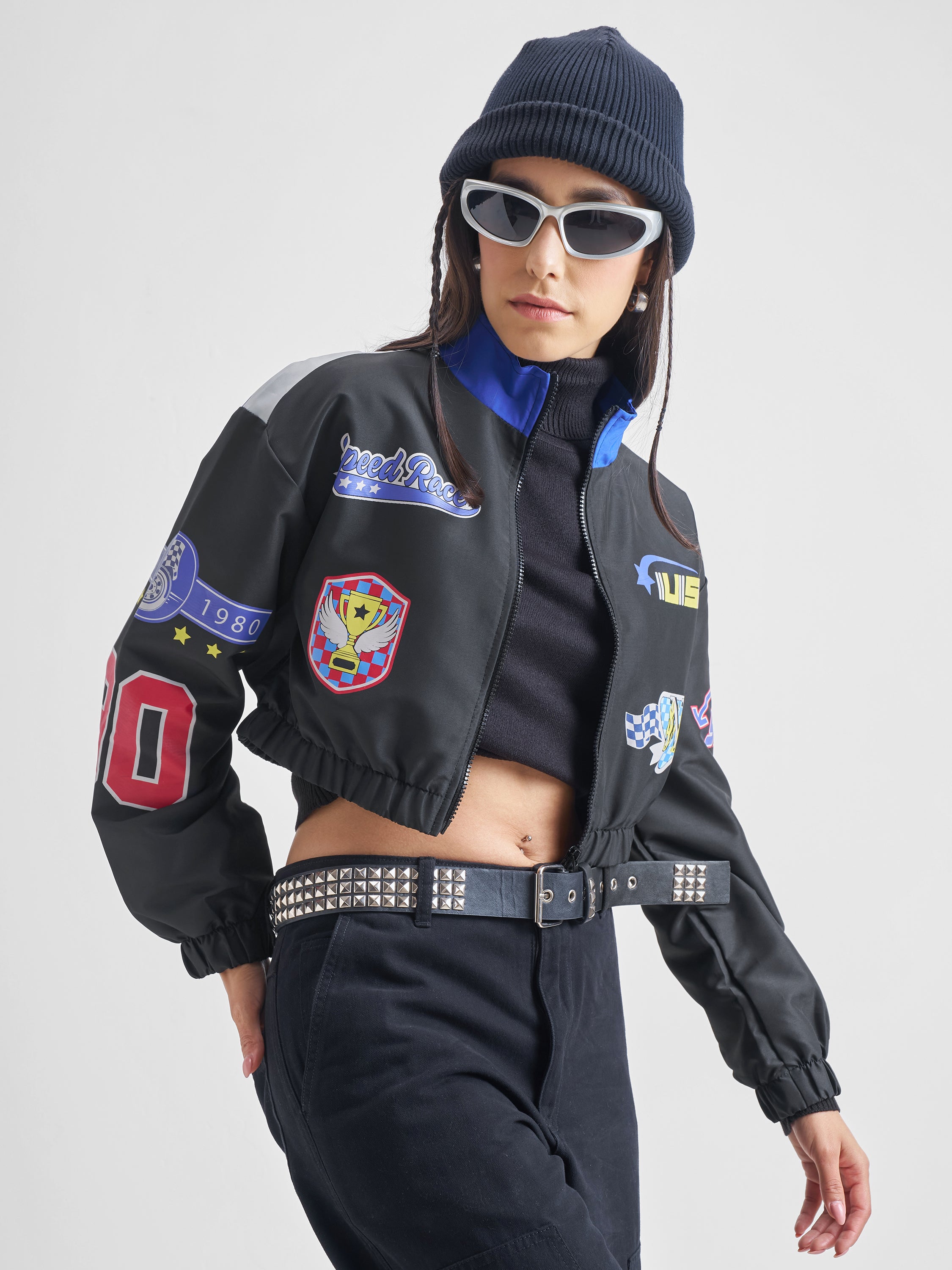Tokyo Talkies Women Black Bomber Jacket - Black - Image 6