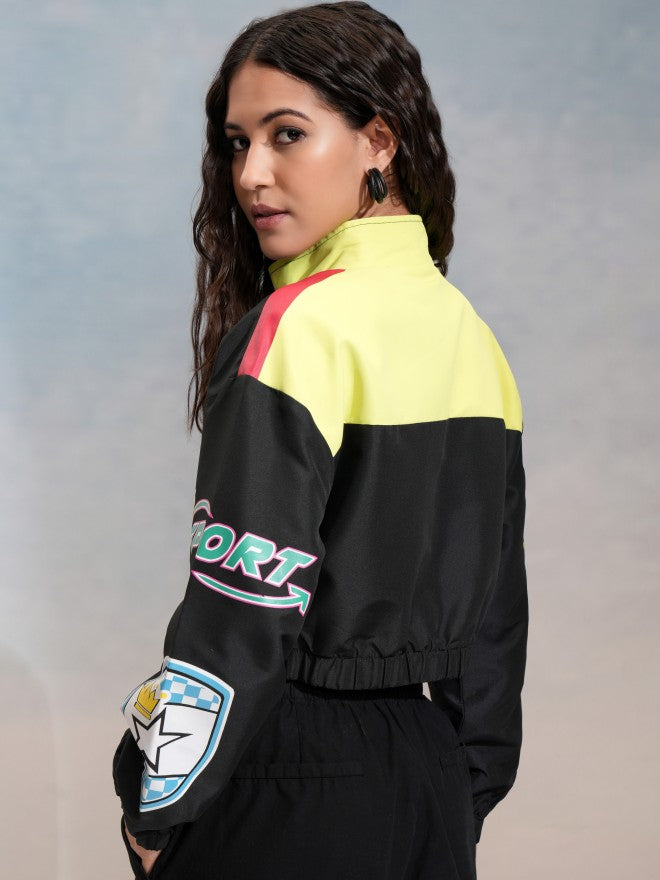 Tokyo Talkies Women Black Bomber Jacket - Black - Image 3