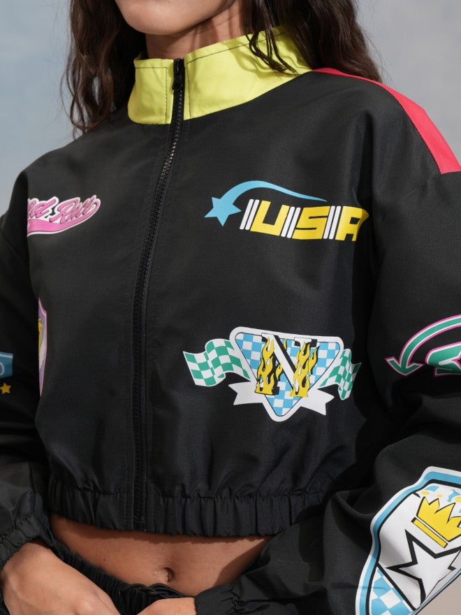 Tokyo Talkies Women Black Bomber Jacket - Black - Image 5