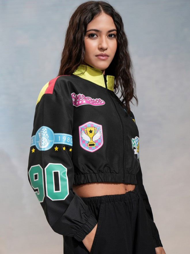 Tokyo Talkies Women Black Bomber Jacket - Black - Image 6