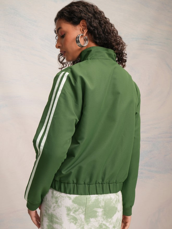 Tokyo Talkies Women Green Bomber Jacket - Green - Image 3