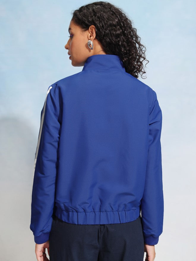 Tokyo Talkies Women Blue Bomber Jacket - Blue - Image 3