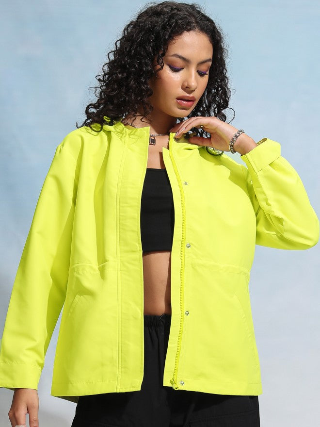Tokyo Talkies Women Green Open Front Jacket - Green - Image 1