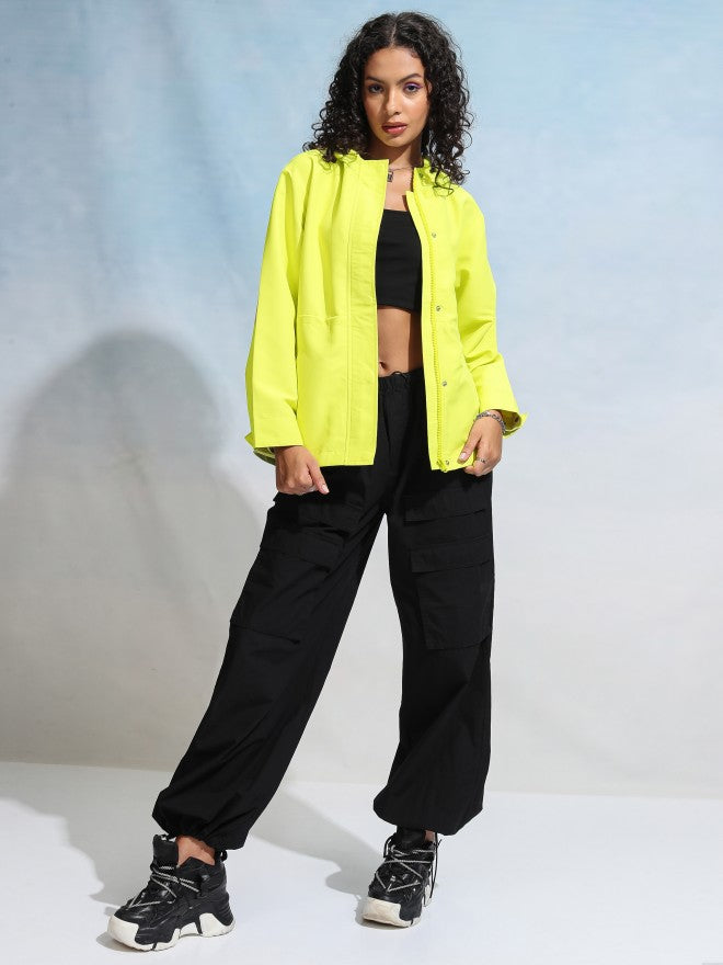 Tokyo Talkies Women Green Open Front Jacket - Green - Image 2