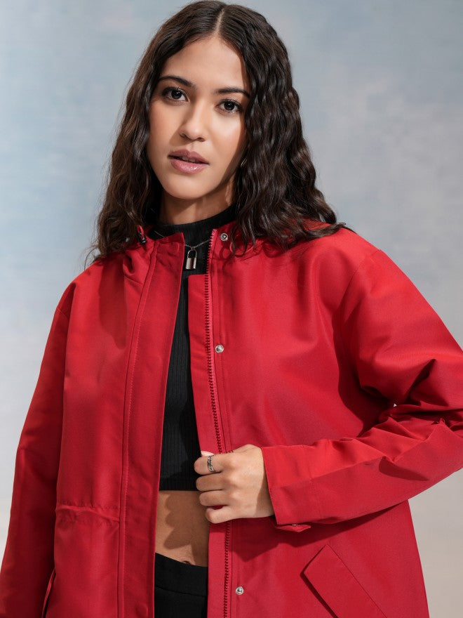 Tokyo Talkies Women Red Parka Jacket - Red - Image 1