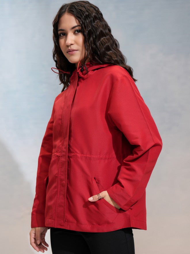 Tokyo Talkies Women Red Parka Jacket - Red - Image 4
