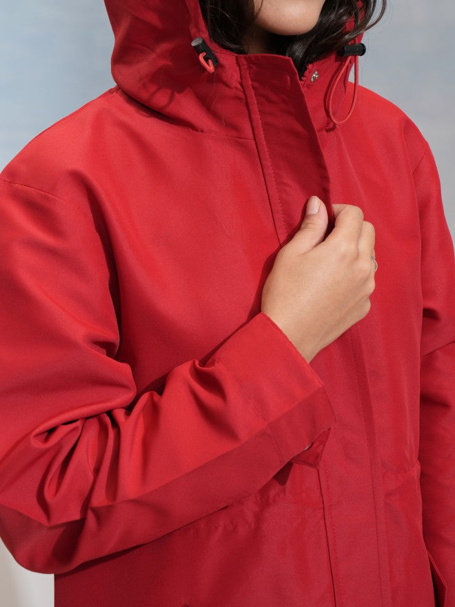 Tokyo Talkies Women Red Parka Jacket - Red - Image 5