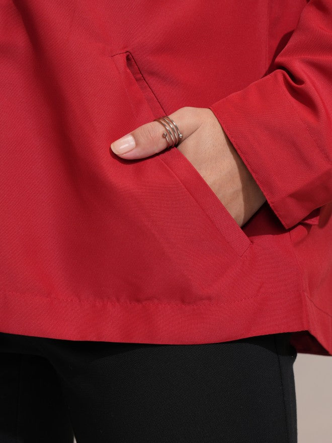 Tokyo Talkies Women Red Parka Jacket - Red - Image 7