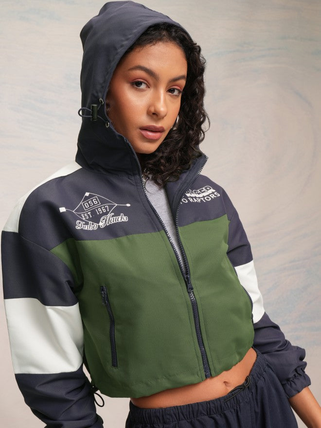 Tokyo Talkies Women Navy Blue Bomber Jacket - Navy Blue - Image 6
