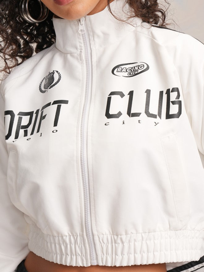 Tokyo Talkies Women White Bomber Jacket - White - Image 5