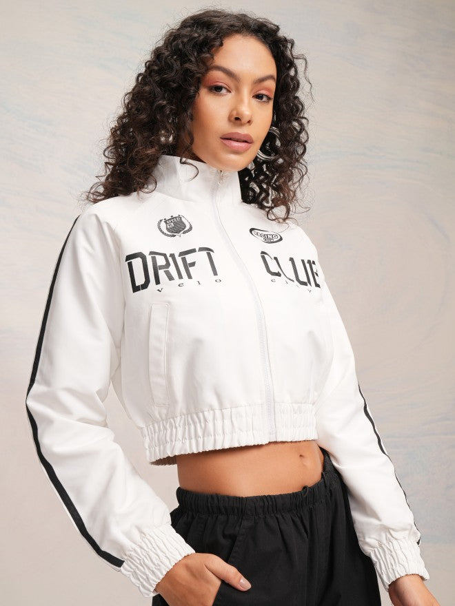 Tokyo Talkies Women White Bomber Jacket - White - Image 6