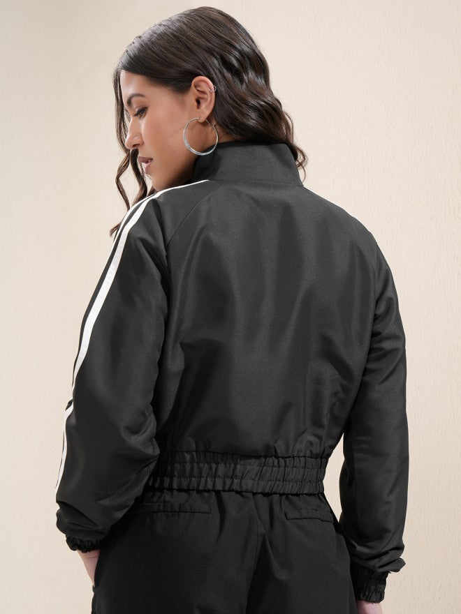 Tokyo Talkies Women Black Bomber Jacket - Black - Image 3