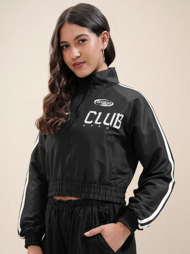 Tokyo Talkies Women Black Bomber Jacket - Black - Image 4