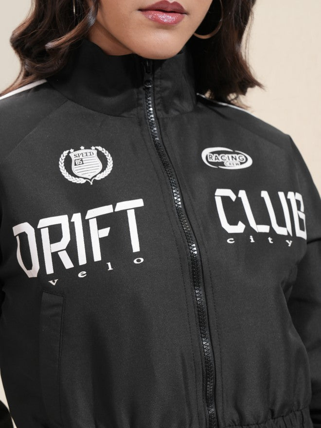 Tokyo Talkies Women Black Bomber Jacket - Black - Image 5