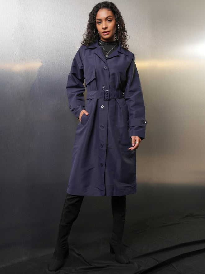 Tokyo Talkies Women Navy Blue Open Front Jacket - Navy Blue - Image 2
