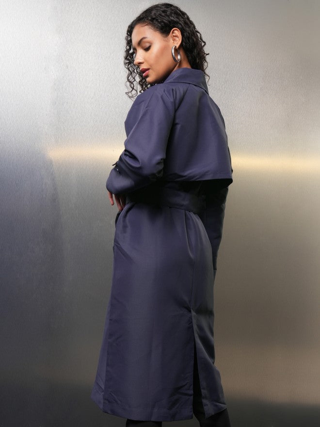 Tokyo Talkies Women Navy Blue Open Front Jacket - Navy Blue - Image 3