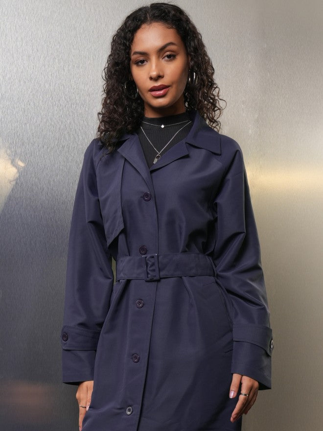 Tokyo Talkies Women Navy Blue Open Front Jacket - Navy Blue - Image 4