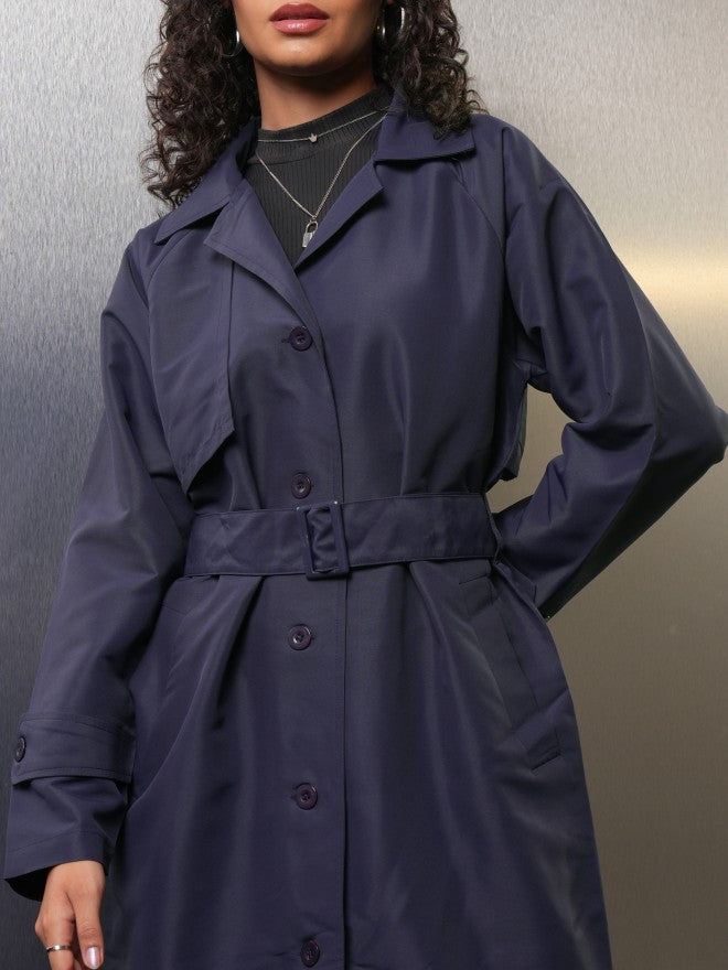 Tokyo Talkies Women Navy Blue Open Front Jacket - Navy Blue - Image 5