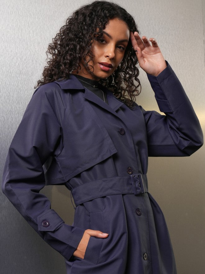 Tokyo Talkies Women Navy Blue Open Front Jacket - Navy Blue - Image 6