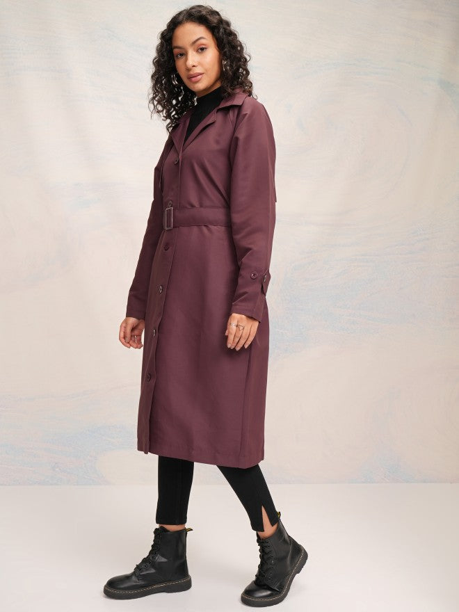 Tokyo Talkies Women Brown Open Front Trench Coat - Brown - Image 2