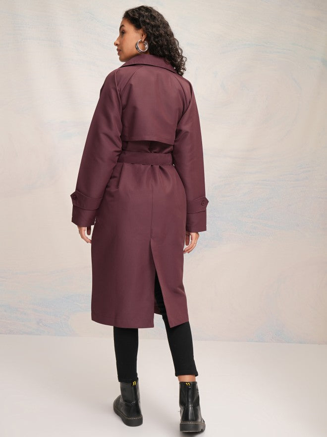 Tokyo Talkies Women Brown Open Front Trench Coat - Brown - Image 3