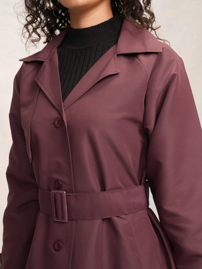 Tokyo Talkies Women Brown Open Front Trench Coat - Brown - Image 5