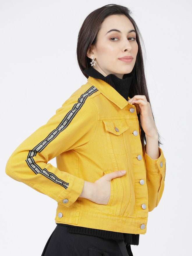 Tokyo Talkies Women Yellow Open Front Jacket - Yellow - Image 5