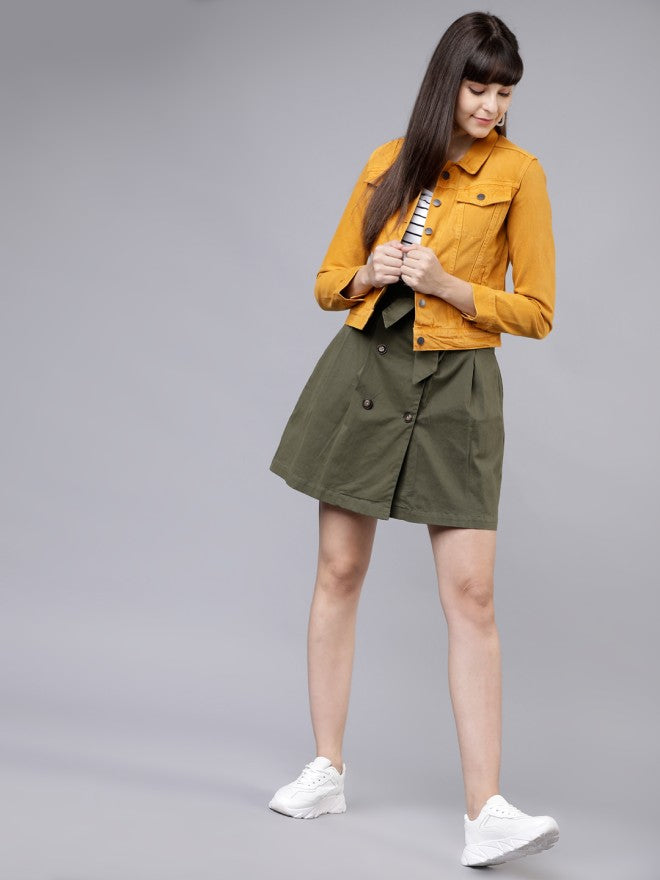 Tokyo Talkies Women Mustard Denim Jacket - Mustard - Image 1