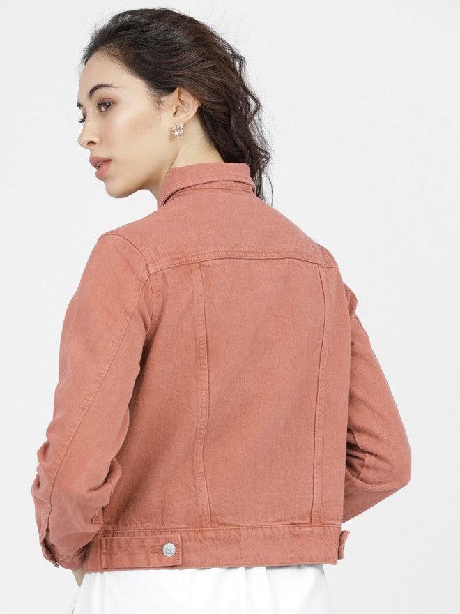 Tokyo Talkies Women Pink Denim Jacket - Pink - Image 2