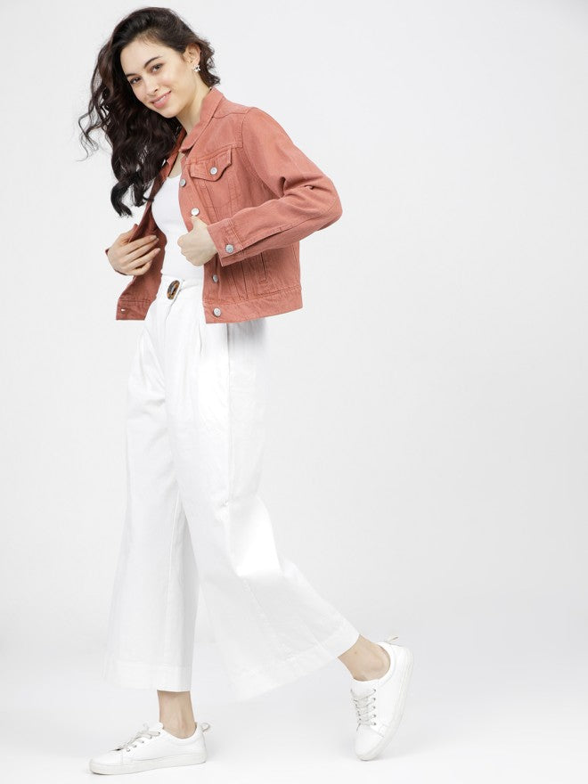Tokyo Talkies Women Pink Denim Jacket - Pink - Image 4