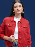 Tokyo Talkies Women Red Denim Jacket - Red - Image 1