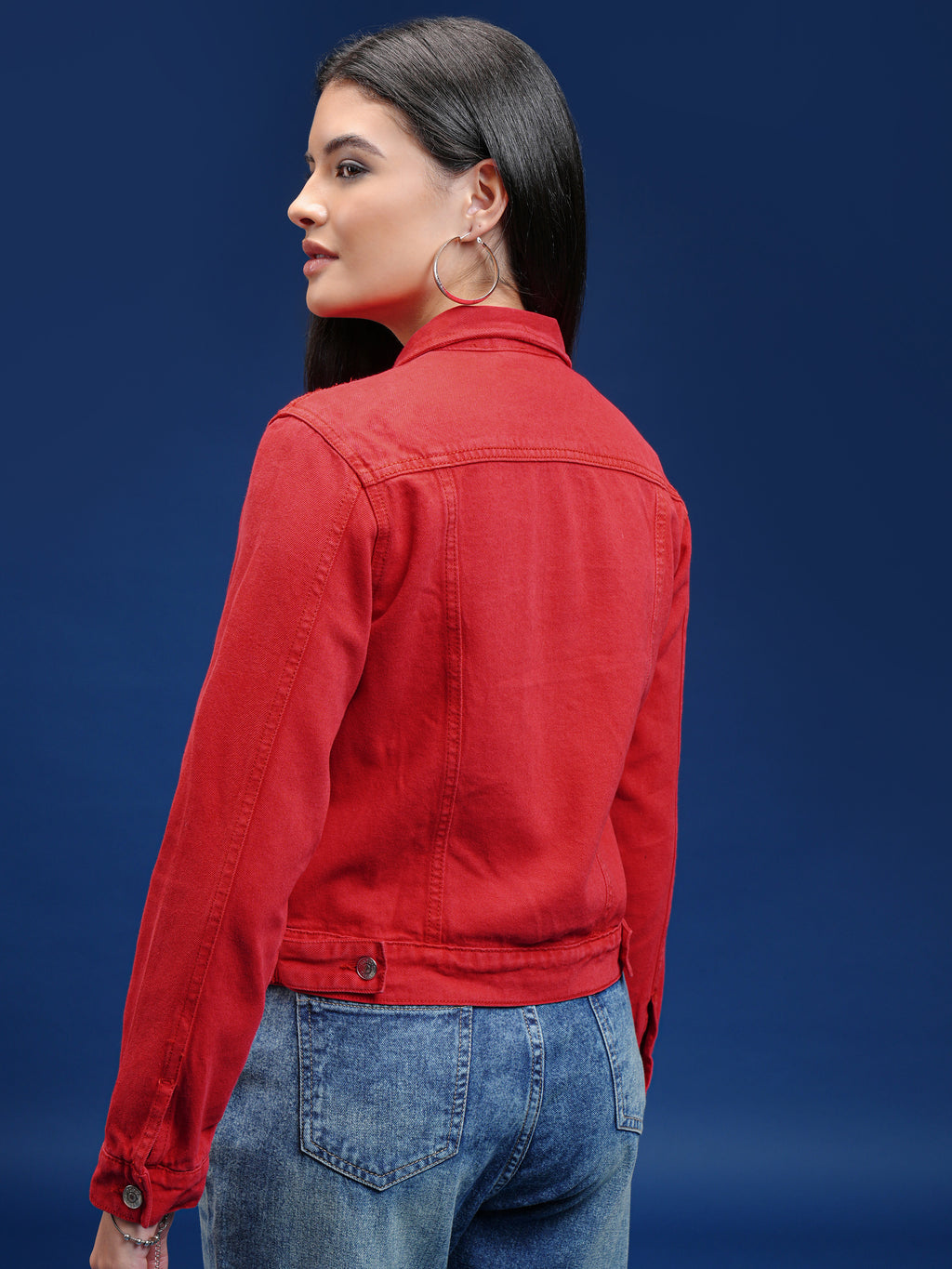 Tokyo Talkies Women Red Denim Jacket - Red - Image 3