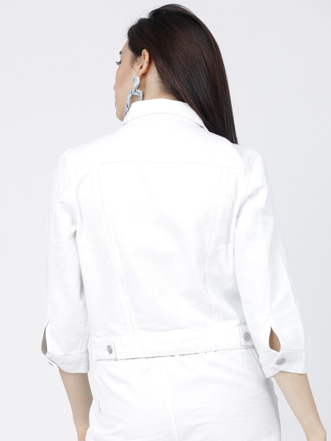 Tokyo Talkies Women White Denim Jacket - White - Image 2