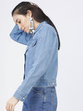 Tokyo Talkies Women Blue Denim Jacket - Blue - Image 1