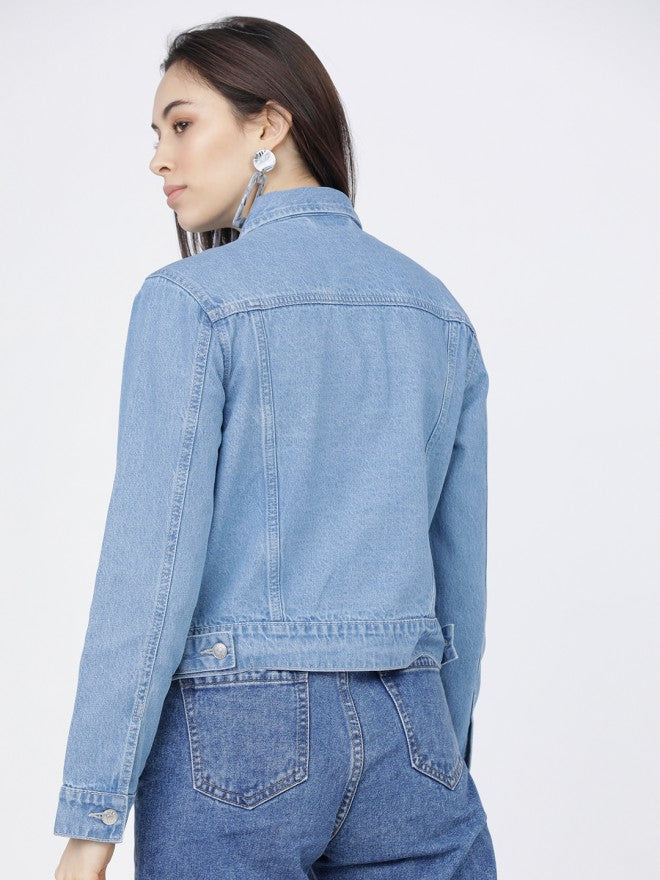 Tokyo Talkies Women Blue Denim Jacket - Blue - Image 2