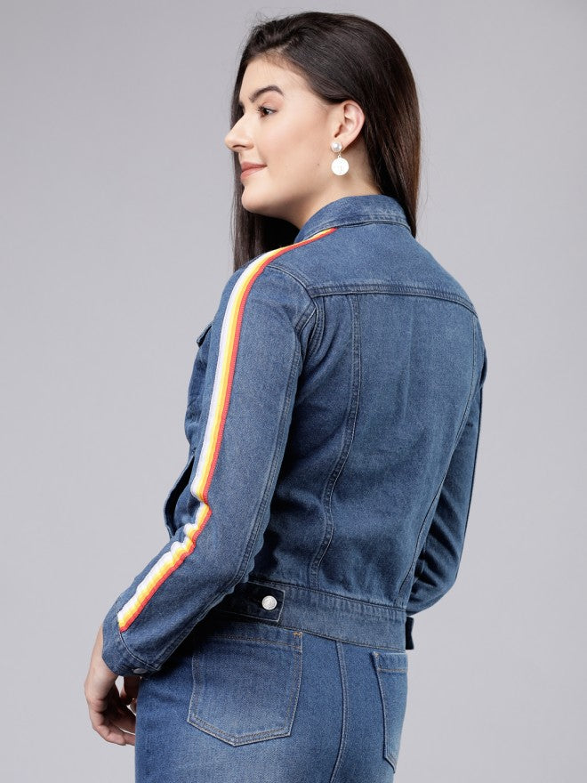 Tokyo Talkies Women Blue Denim Jacket - Blue - Image 2