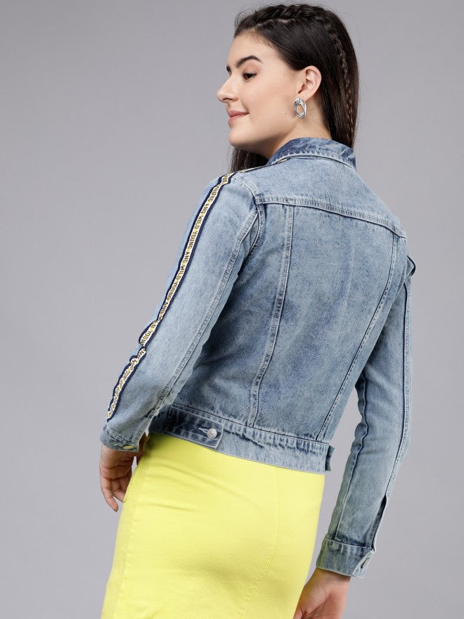 Tokyo Talkies Women Blue Denim Jacket - Blue - Image 2