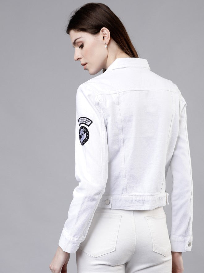 Tokyo Talkies Women White Denim Jacket - White - Image 2