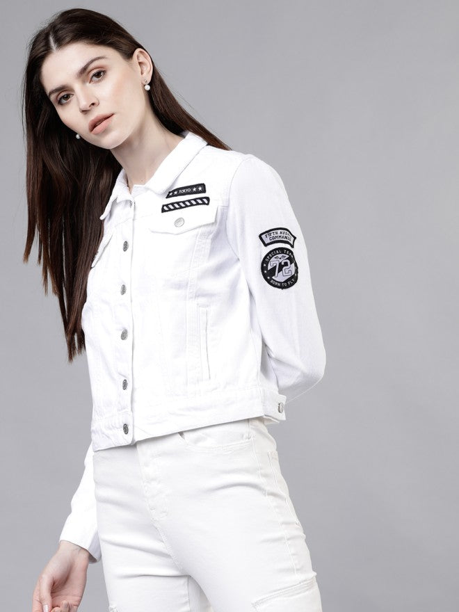 Tokyo Talkies Women White Denim Jacket - White - Image 3
