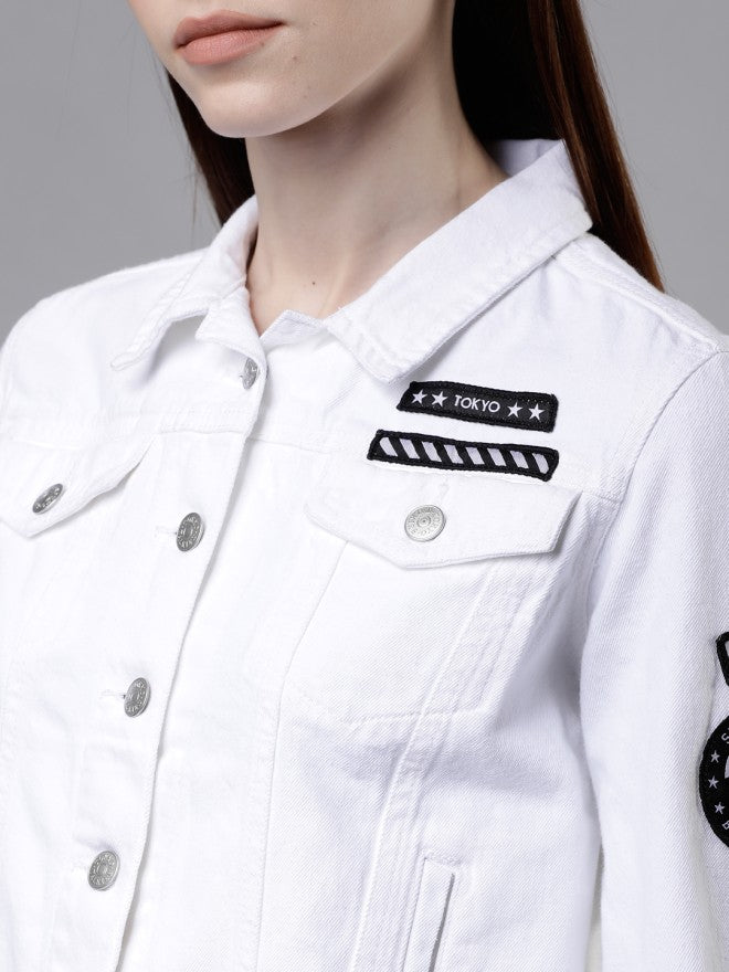 Tokyo Talkies Women White Denim Jacket - White - Image 4