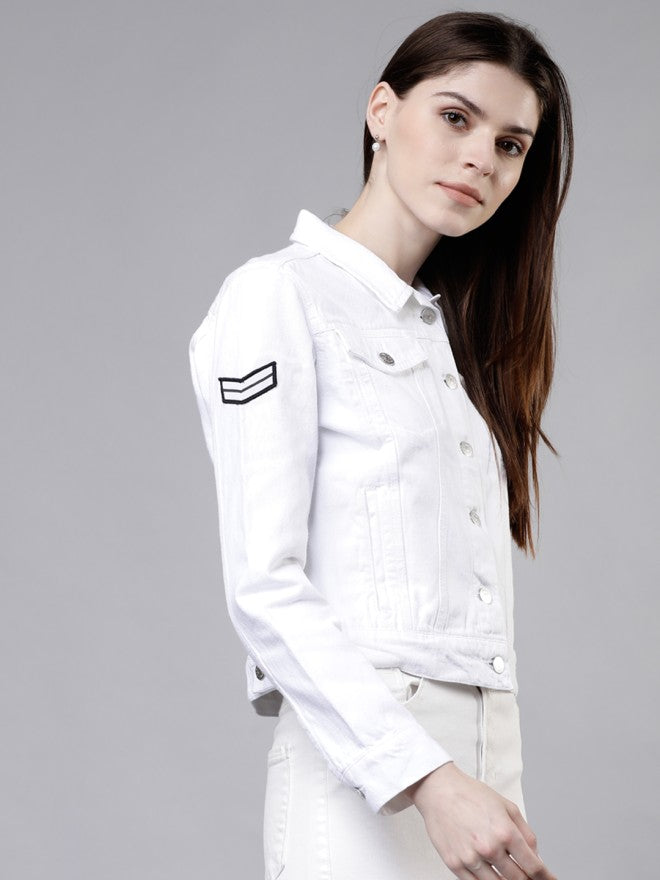 Tokyo Talkies Women White Denim Jacket - White - Image 5