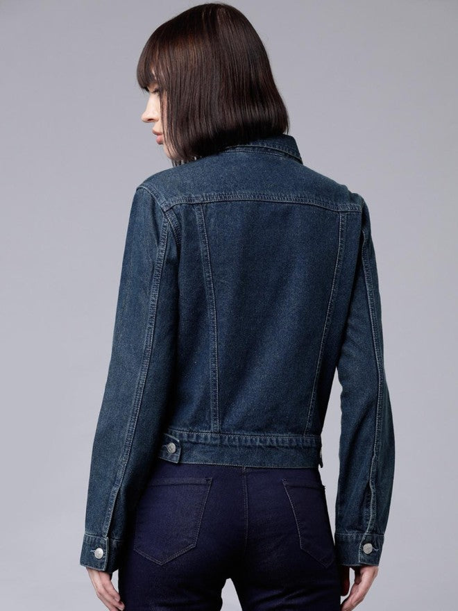 Tokyo Talkies Women Blue Denim Jacket - Blue - Image 2