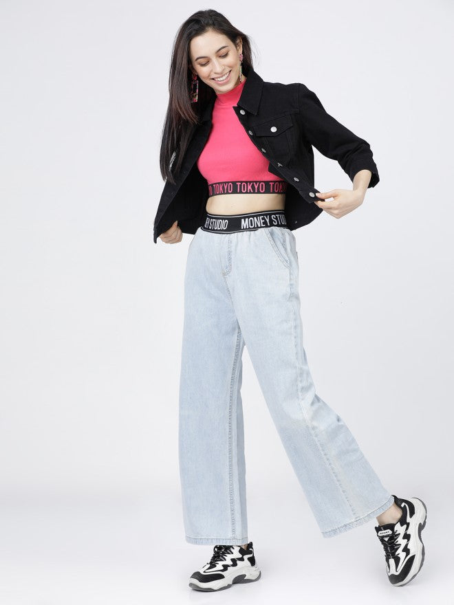 Tokyo Talkies Women Black Denim Jacket - Black - Image 4