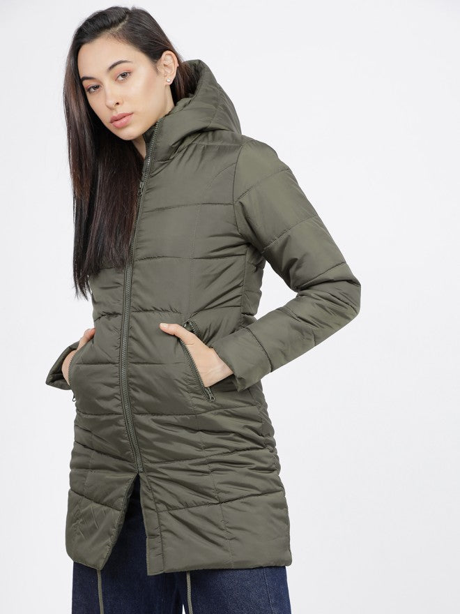 Tokyo Talkies Women Olive Puffer Jacket - Olive - Image 1