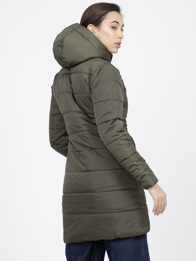 Tokyo Talkies Women Olive Puffer Jacket - Olive - Image 2